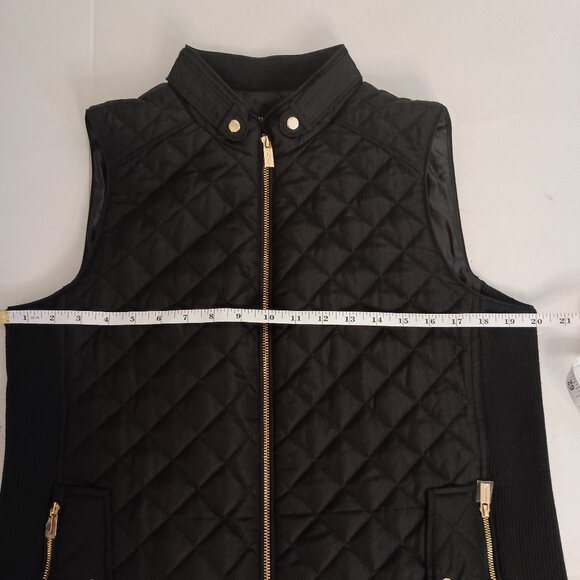 Jones New York Black Quilted Vest Gold Snaps/Zipper Women’s M NWOT - Picture 11 of 15